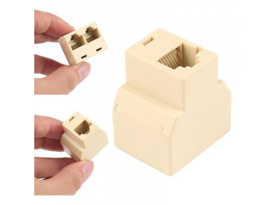 Преходник RJ45 към 2 x RJ45 LAN Female мрежови адаптер Преходник RJ45 към 2 x RJ45 LAN Female мрежови адаптер