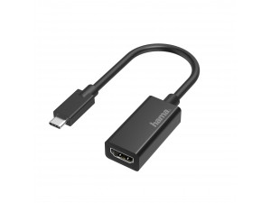 Преходник USB Type-C мъжко - HDMI женско Ultra HD 4K Черен Hama 200315