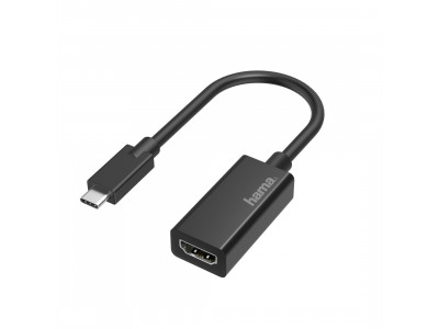 Преходник USB Type-C мъжко - HDMI женско Ultra HD 4K Черен Hama 200315