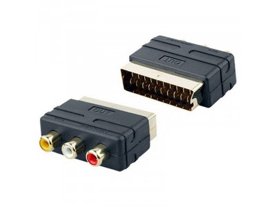 Преходник Видео SCART към 3xRCA Еврожак - Чинч
