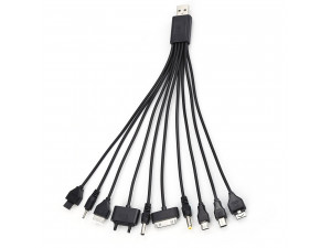 Кабел за таблет USB 2.0 10 in 1 Черен 23cm