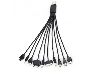 Кабел за таблет USB 2.0 10 in 1 Черен 23cm