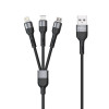 Кабел DeTech DE-C41 3 в 1 Micro USB Lightning Type-C 1.0m Черен 40204