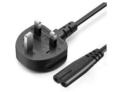 Захранващ кабел за компютър Power Cable 220V UK Standart 2pin 1m Черен