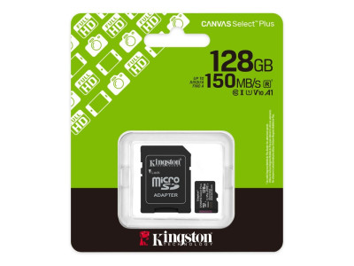 Flash Card Kingston 128GB Canvas Select Plus MicroSDHC Class10 UHS-I