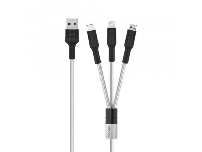 Кабел Yookie CB13 3 в 1 Micro-USB Lightning Type-C 1m Black 40153 Кабел Yookie CB13 3 в 1 Micro-USB Lightning Type-C 1m Black 40153