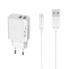 Зарядно за смартфон DeTech DE-09I 5V 2.4A 220V Lightning 2xUSB 14142