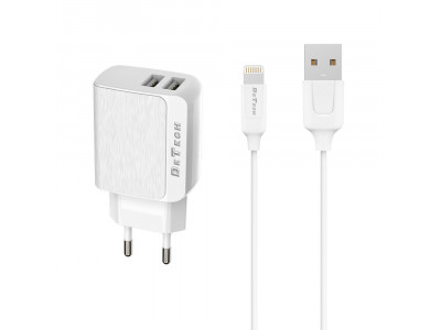 Зарядно за смартфон DeTech DE-09I 5V 2.4A 220V Lightning 2xUSB 14142 Зарядно за смартфон DeTech DE-09I 5V 2.4A 220V Lightning 2xUSB 14142