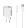 Зарядно за смартфон DeTech DE-09M 5V 2.4A 220V microUSB 2xUSB 14140