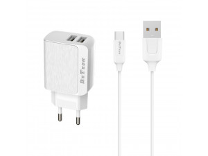 Зарядно за смартфон DeTech DE-09M 5V 2.4A 220V microUSB 2xUSB 14140 Зарядно за смартфон DeTech DE-09M 5V 2.4A 220V microUSB 2xUSB 14140