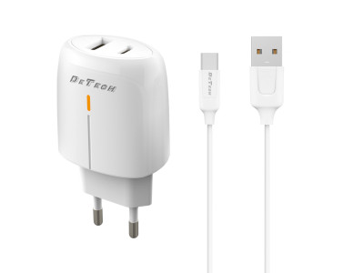 Зарядно за смартфон DeTech DE-31C 20W USB - Type-C Бял 40321 Зарядно за смартфон DeTech DE-31C 20W USB - Type-C Бял 40321