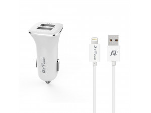 Зарядно за кола DeTech DE-C01C 5V 2.4A 12/24V Lightning 2 x USB Бял 14123