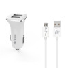 Зарядно за кола DeTech DE-C01C 5V 2.4A 12/24V microUSB 2 x USB Бял 14124