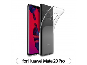Силиконов гръб за Huawei Mate 20 Pro Прозрачен + Черно