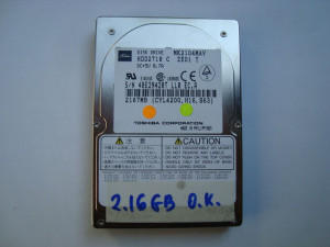 HDD за лаптоп 2.16GB Toshiba 4200 MK2104MAV IDE (втора употреба)