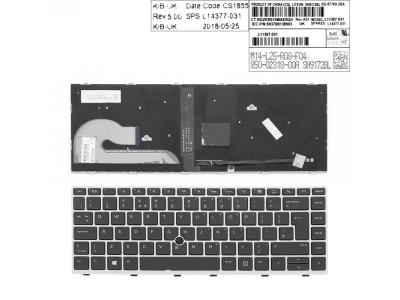 Клавиатура за лаптоп HP EliteBook 840 G5 Сребриста с Пойнтинг Стик с Подсветка