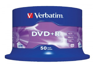 Media DVD+R Verbatim 4.7GB 120min 16x 50pcs Spindle