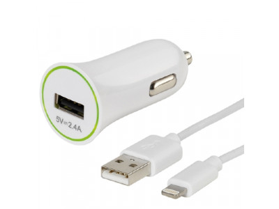 Зарядно за кола Apple Lightning 12-24V за iPhone iPad 2.4A 1m Vivanco 36277