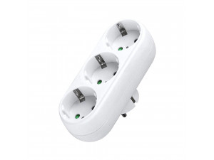 Разклонител DeTech 3 Гнезда 220V Без кабел Бял - 17707
