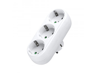 Разклонител DeTech 3 Гнезда 220V Без кабел Бял - 17707 Разклонител DeTech 3 Гнезда 220V Без кабел Бял - 17707