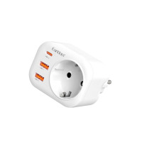 Power Adapter Earldom ES-SC18 2xUSB 1xType-C Shuko White 40524 Power Adapter Earldom ES-SC18 2xUSB 1xType-C Shuko White 40524
