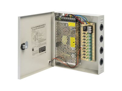 Импулсен захранващ блок 12V 10A 9 Изхода Метална кутия Сив DeTech 344 Импулсен захранващ блок 12V 10A 9 Изхода Метална кутия Сив DeTech 344