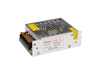 Импулсен захранващ блок 12V 5A Сив DeTech 337 Импулсен захранващ блок 12V 5A Сив DeTech 337