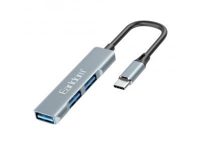 USB Hub Earldom ET-HUB10 Type-C - 3 Порта USB 3.0 Сив 40217 USB Hub Earldom ET-HUB10 Type-C - 3 Порта USB 3.0 Сив 40217