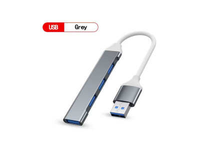 USB Hub USB 3.0 - 4 x USB 3.0 Port Multi Splitter Adapter OTG Grey