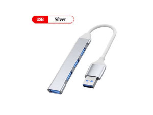 USB Hub USB 3.0 - 4 x USB 3.0 Port Multi Splitter Adapter OTG Silver